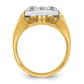 IBGoodman Two-tone Men's Polished and Textured Scroll Design 2 Carat AA Quality Diamond Square Cluster Ring - WBC