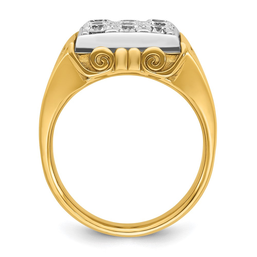 IBGoodman Two-tone Men's Polished and Textured Scroll Design 2 Carat AA Quality Diamond Square Cluster Ring - WBC