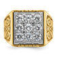 IBGoodman Two-tone Men's Polished and Textured Scroll Design 2 Carat AA Quality Diamond Square Cluster Ring - WBC