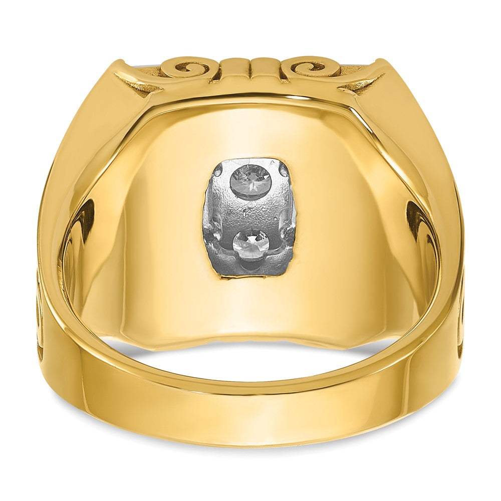 IBGoodman Two-tone Men's Polished and Textured Scroll Design 2 Carat AA Quality Diamond Square Cluster Ring - WBC