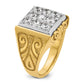 IBGoodman Two-tone Men's Polished and Textured Scroll Design 2 Carat AA Quality Diamond Square Cluster Ring - WBC