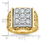 IBGoodman Two-tone Men's Polished and Textured Scroll Design 2 Carat AA Quality Diamond Square Cluster Ring - WBC