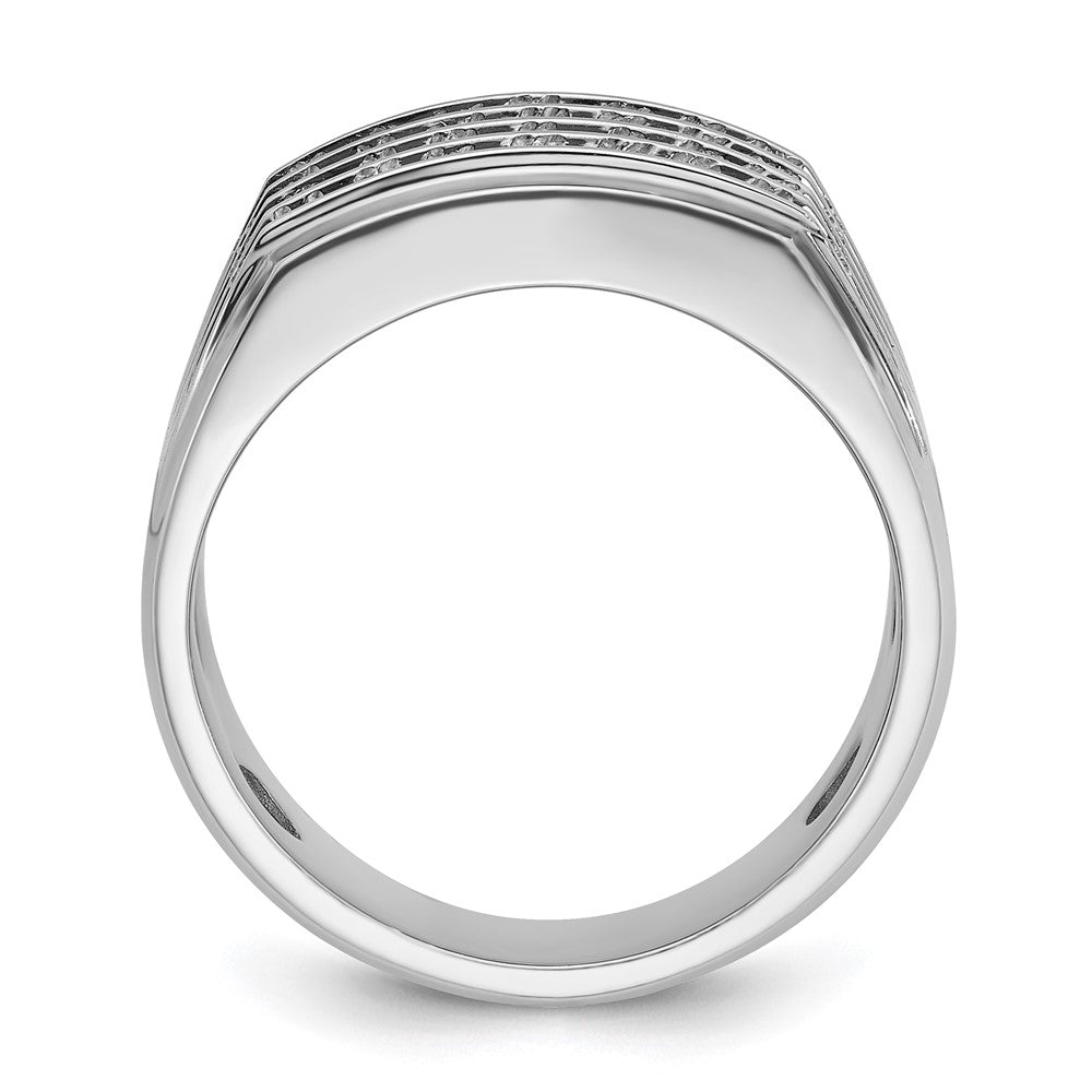 IB Goodman Mens Polished and Grooved 4-Row 1.6 Carat AA Quality Diamond Ring - WBC