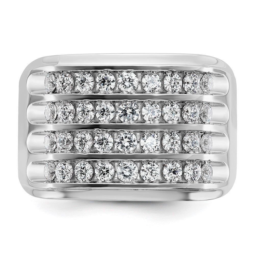 IB Goodman Mens Polished and Grooved 4-Row 1.6 Carat AA Quality Diamond Ring - WBC