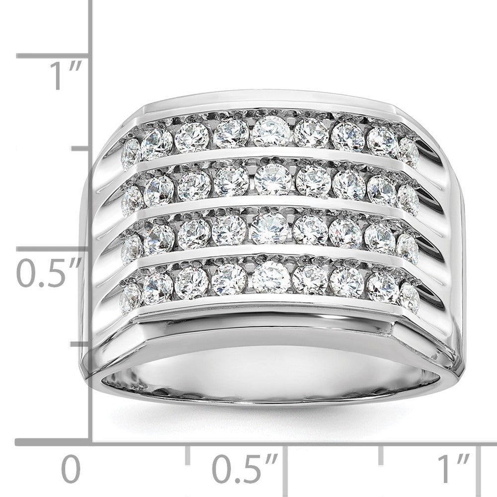 IB Goodman Mens Polished and Grooved 4-Row 1.6 Carat AA Quality Diamond Ring - WBC