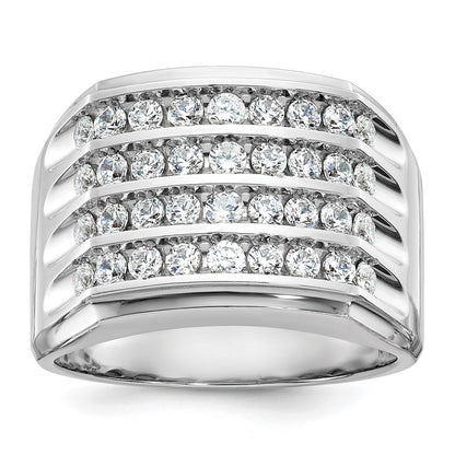 IB Goodman Mens Polished and Grooved 4-Row 1.6 Carat AA Quality Diamond Ring - WBC