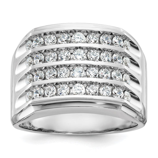 IB Goodman Mens Polished and Grooved 4-Row 1.6 Carat AA Quality Diamond Ring - WBC