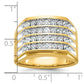 IB Goodman with Rhodium Mens Polished and Grooved 4-Row 1.6 Carat AA Quality Diamond Ring - WBC