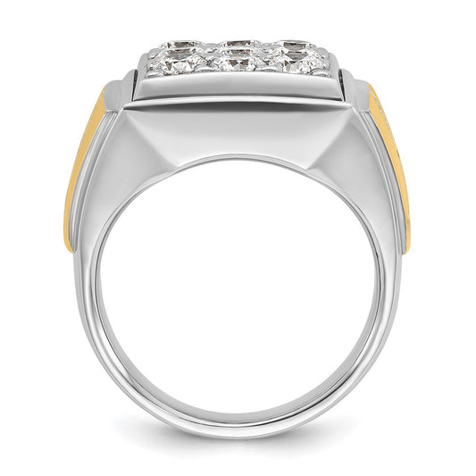IBGoodman Two-tone Men's Polished 2 1/3 Carat AA Quality Diamond Square Cluster Ring - WBC