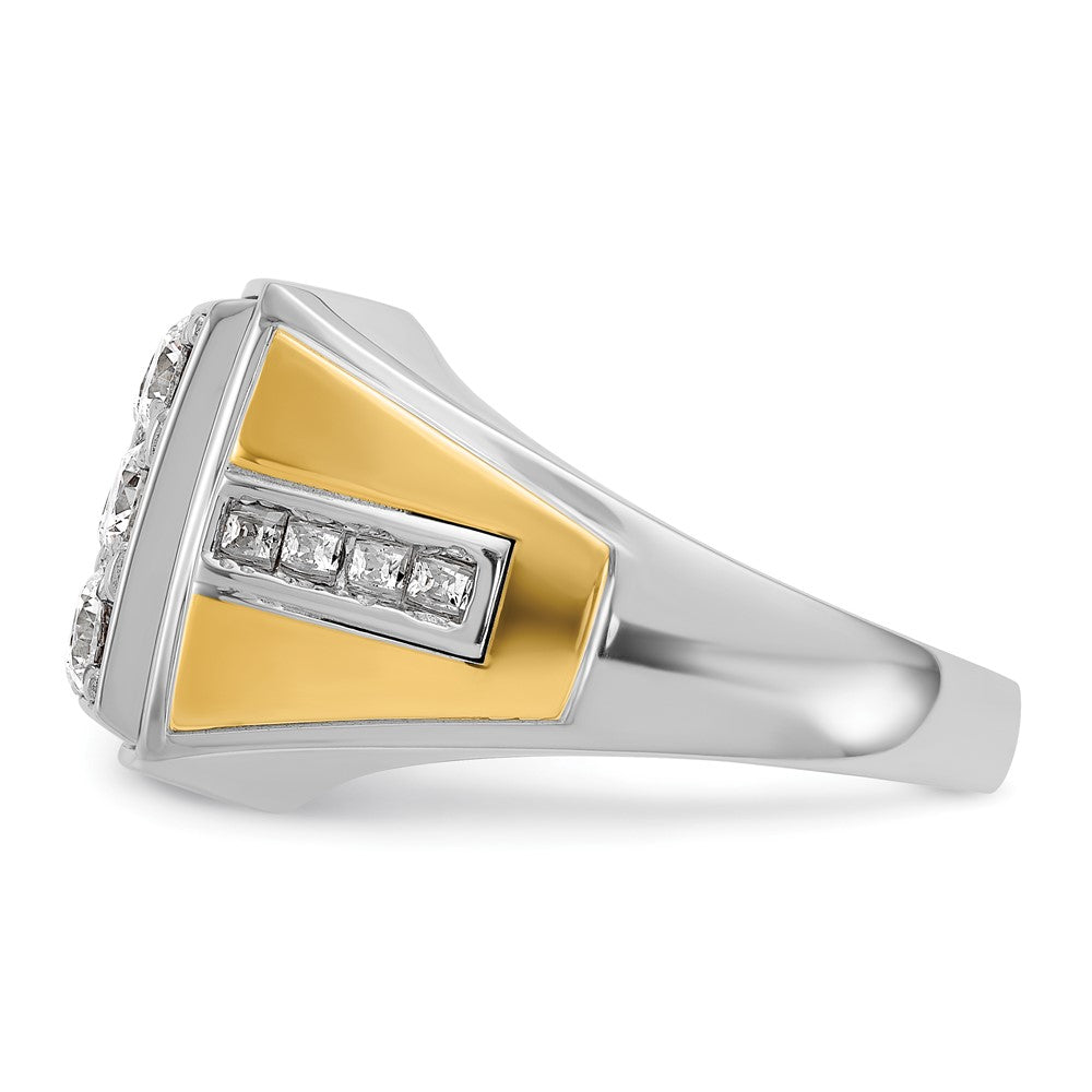 IBGoodman Two-tone Men's Polished 2 1/3 Carat AA Quality Diamond Square Cluster Ring - WBC