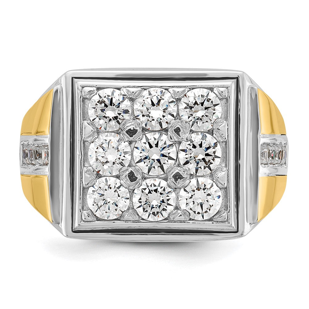 IBGoodman Two-tone Men's Polished 2 1/3 Carat AA Quality Diamond Square Cluster Ring - WBC