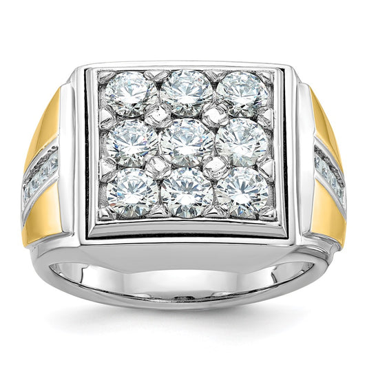 IBGoodman Two-tone Men's Polished 2 1/3 Carat AA Quality Diamond Square Cluster Ring - WBC