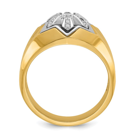 IBGoodman Two-tone Men's Polished and Grooved 3/8 Carat AA Quality Diamond Star Ring - WBC