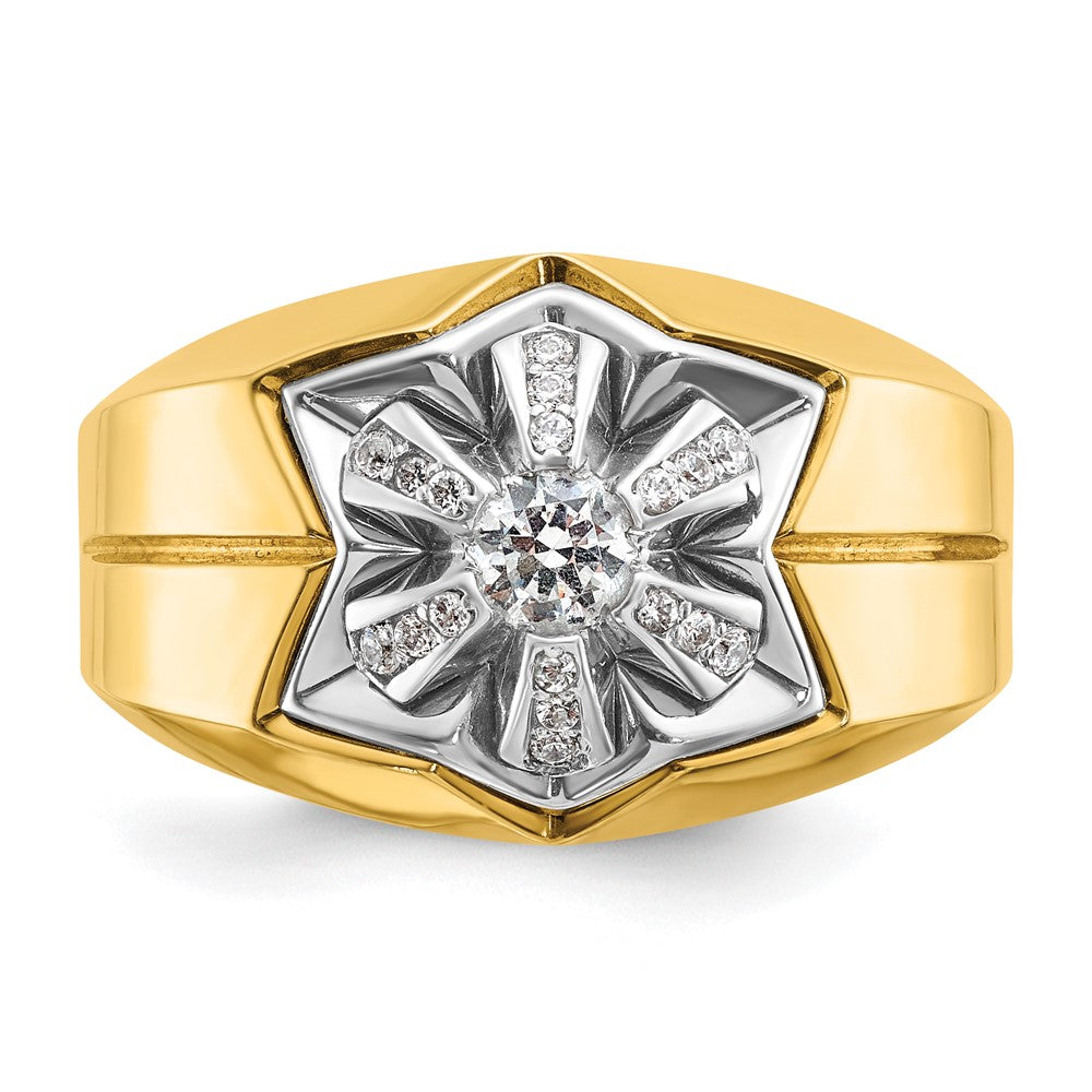 IBGoodman Two-tone Men's Polished and Grooved 3/8 Carat AA Quality Diamond Star Ring - WBC