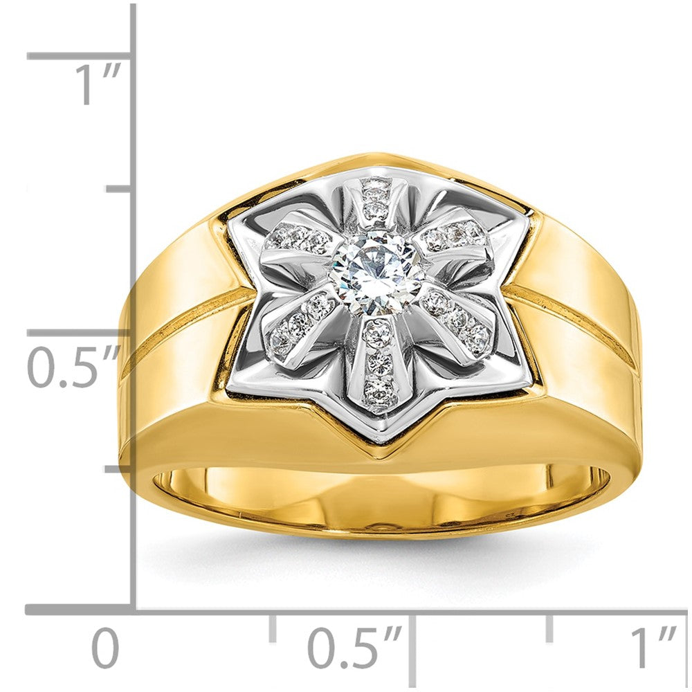 IBGoodman Two-tone Men's Polished and Grooved 3/8 Carat AA Quality Diamond Star Ring - WBC