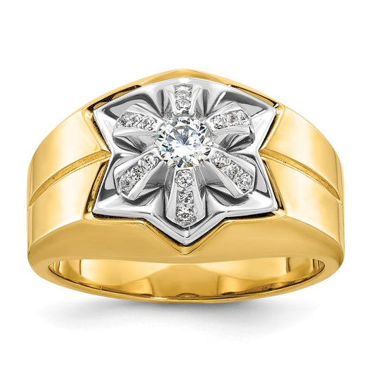 IBGoodman Two-tone Men's Polished and Grooved 3/8 Carat AA Quality Diamond Star Ring - WBC