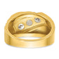 IBGoodman with Rhodium Men's Polished and Grooved 3-Stone 1 Carat AA Quality Diamond Ring - WBC