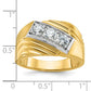 IBGoodman with Rhodium Men's Polished and Grooved 3-Stone 1 Carat AA Quality Diamond Ring - WBC