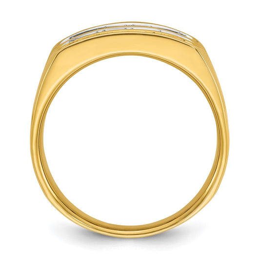 IBGoodman Men's Polished and Grooved 3-Row 1.65 Carat AA Quality Diamond Ring - WBC