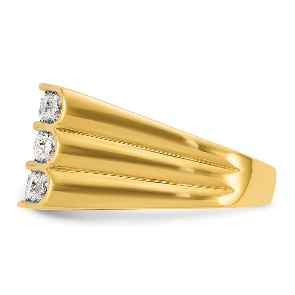 IBGoodman Men's Polished and Grooved 3-Row 1.65 Carat AA Quality Diamond Ring - WBC