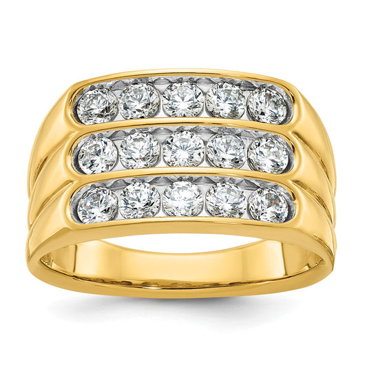 IBGoodman Men's Polished and Grooved 3-Row 1.65 Carat AA Quality Diamond Ring - WBC