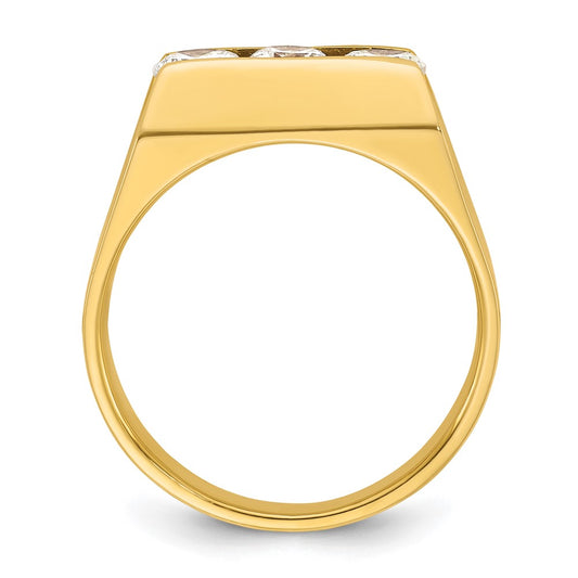 IBGoodman Men's Polished 3-Stone 1 Carat AA Quality Diamond Ring - WBC