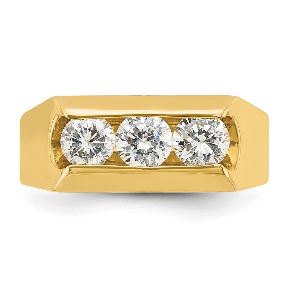 IBGoodman Men's Polished 3-Stone 1 Carat AA Quality Diamond Ring - WBC