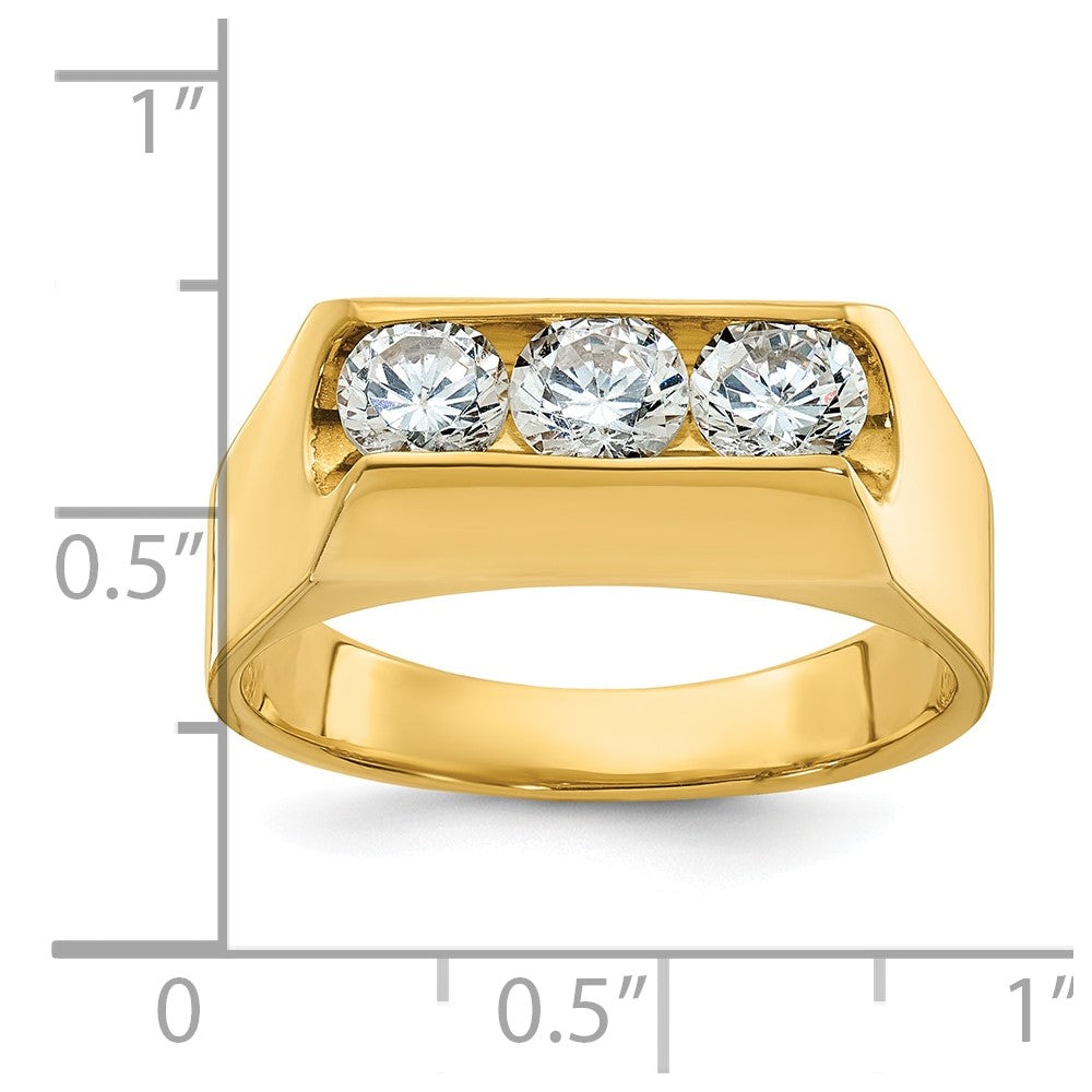 IBGoodman Men's Polished 3-Stone 1 Carat AA Quality Diamond Ring - WBC