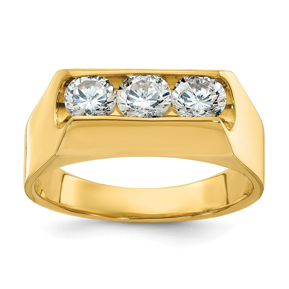 IBGoodman Men's Polished 3-Stone 1 Carat AA Quality Diamond Ring - WBC
