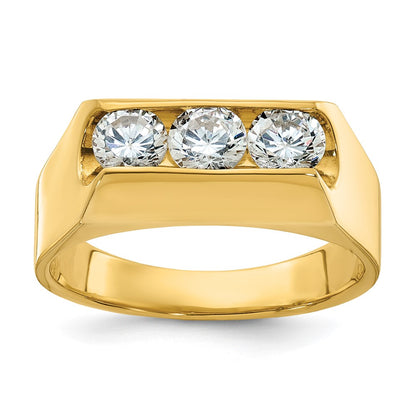 IBGoodman Men's Polished 3-Stone 1 Carat AA Quality Diamond Ring - WBC