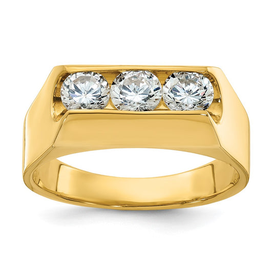IBGoodman Men's Polished 3-Stone 1 Carat AA Quality Diamond Ring - WBC