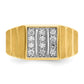 IBGoodman with Rhodium Men's Polished Satin and Grooved 3-Row 1/3 Carat AA Quality Diamond Ring - WBC