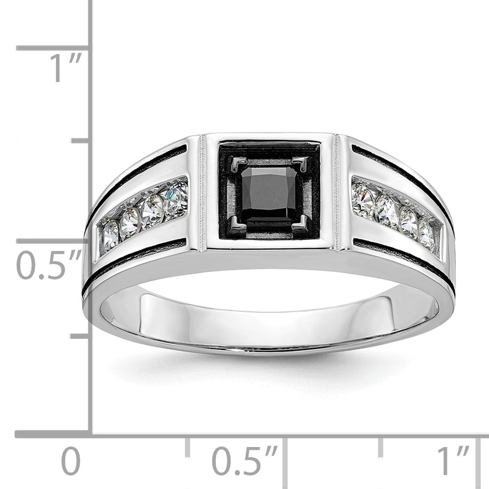 IB Goodman with Black Rhodium Satin 7/8 carat Black and Diamond Complete Mens Ring - WBC