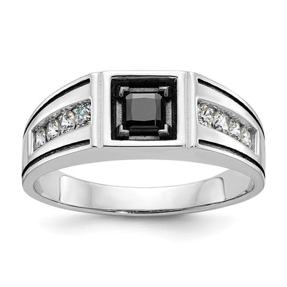 IB Goodman with Black Rhodium Satin 7/8 carat Black and Diamond Complete Mens Ring - WBC