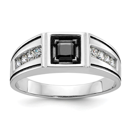 IB Goodman with Black Rhodium Satin 7/8 carat Black and Diamond Complete Mens Ring - WBC