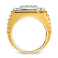 IB Goodman Two-tone Mens Polished Satin and Ribbed 2 Carat AA Diamond Round Cluster Halo Ring - WBC