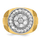 IB Goodman Two-tone Mens Polished Satin and Ribbed 2 Carat AA Diamond Round Cluster Halo Ring - WBC