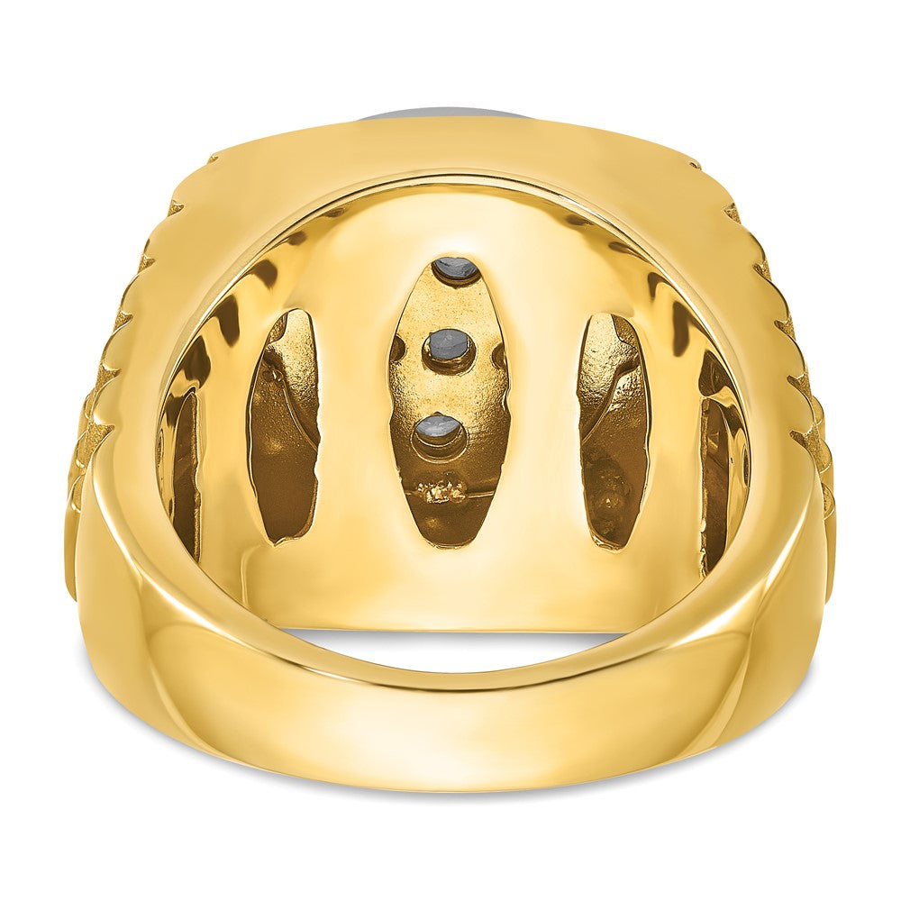 IB Goodman Two-tone Mens Polished Satin and Ribbed 2 Carat AA Diamond Round Cluster Halo Ring - WBC