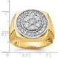 IB Goodman Two-tone Mens Polished Satin and Ribbed 2 Carat AA Diamond Round Cluster Halo Ring - WBC