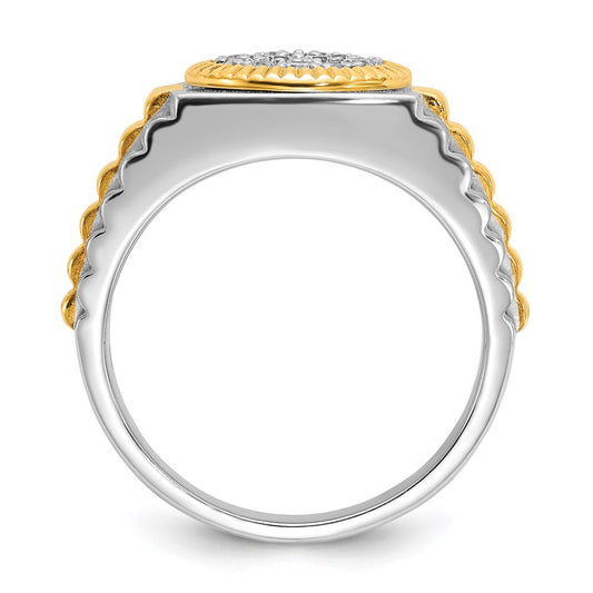 IBGoodman Two-tone Men's Polished Satin and Ribbed 1/2 Carat AA Quality Diamond Round Cluster Ring - WBC