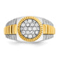 IBGoodman Two-tone Men's Polished Satin and Ribbed 1/2 Carat AA Quality Diamond Round Cluster Ring - WBC