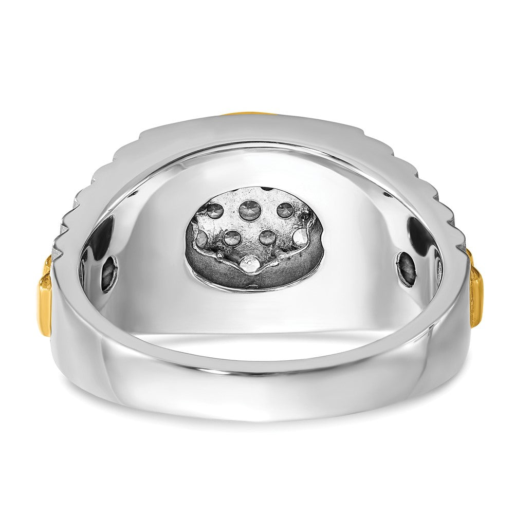 IBGoodman Two-tone Men's Polished Satin and Ribbed 1/2 Carat AA Quality Diamond Round Cluster Ring - WBC