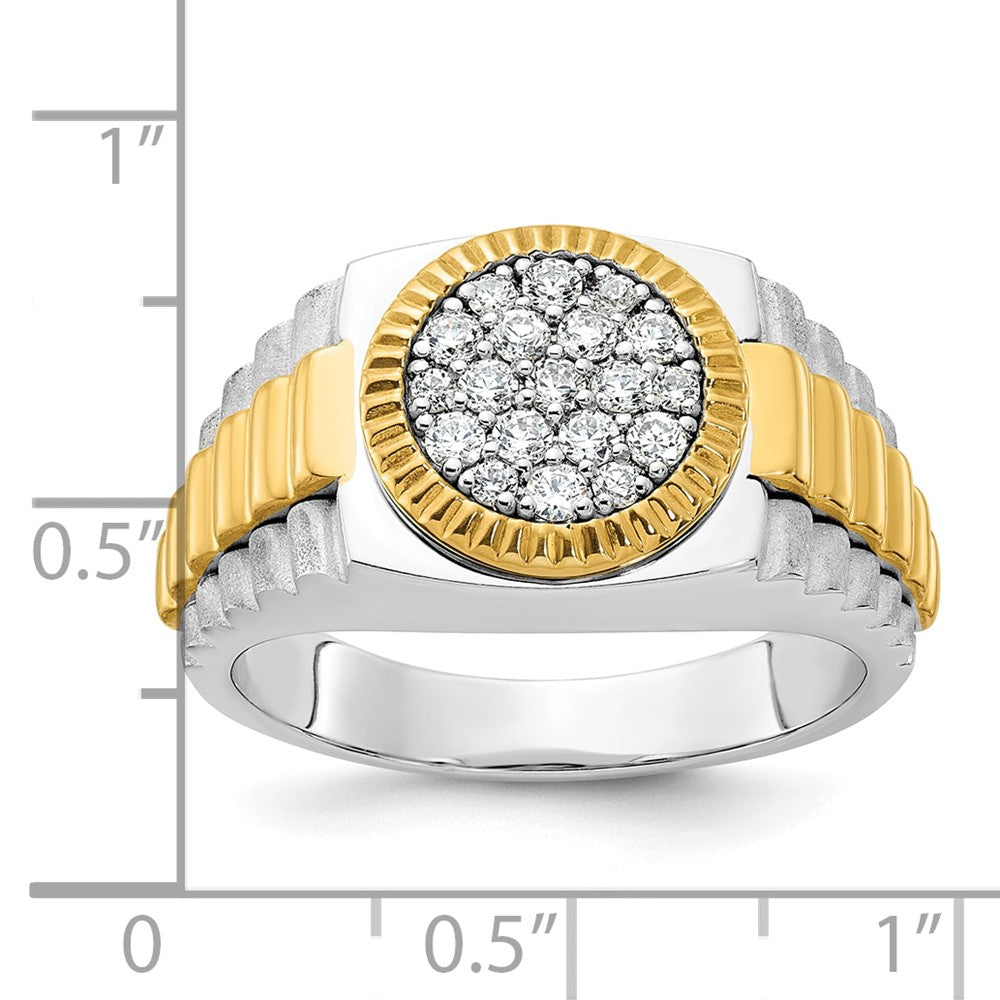 IBGoodman Two-tone Men's Polished Satin and Ribbed 1/2 Carat AA Quality Diamond Round Cluster Ring - WBC