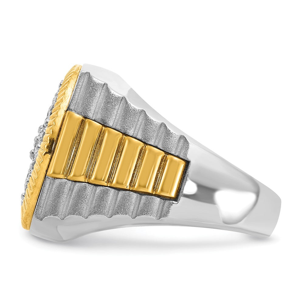 IBGoodman Two-tone Men's Polished Satin and Ribbed 2 1/8 Carat AA Quality Diamond Round Cluster Ring - WBC