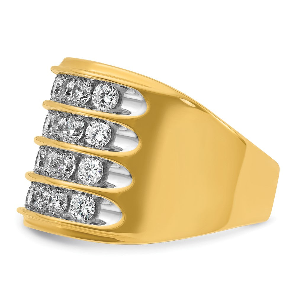 IBGoodman with Rhodium Men's Polished 4-Row 3 5/8 Carat AA Quality Diamond Ring - WBC