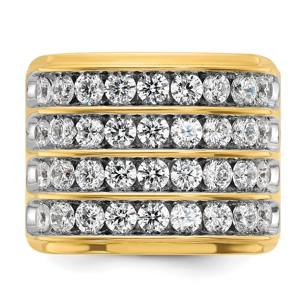 IBGoodman with Rhodium Men's Polished 4-Row 3 5/8 Carat AA Quality Diamond Ring - WBC