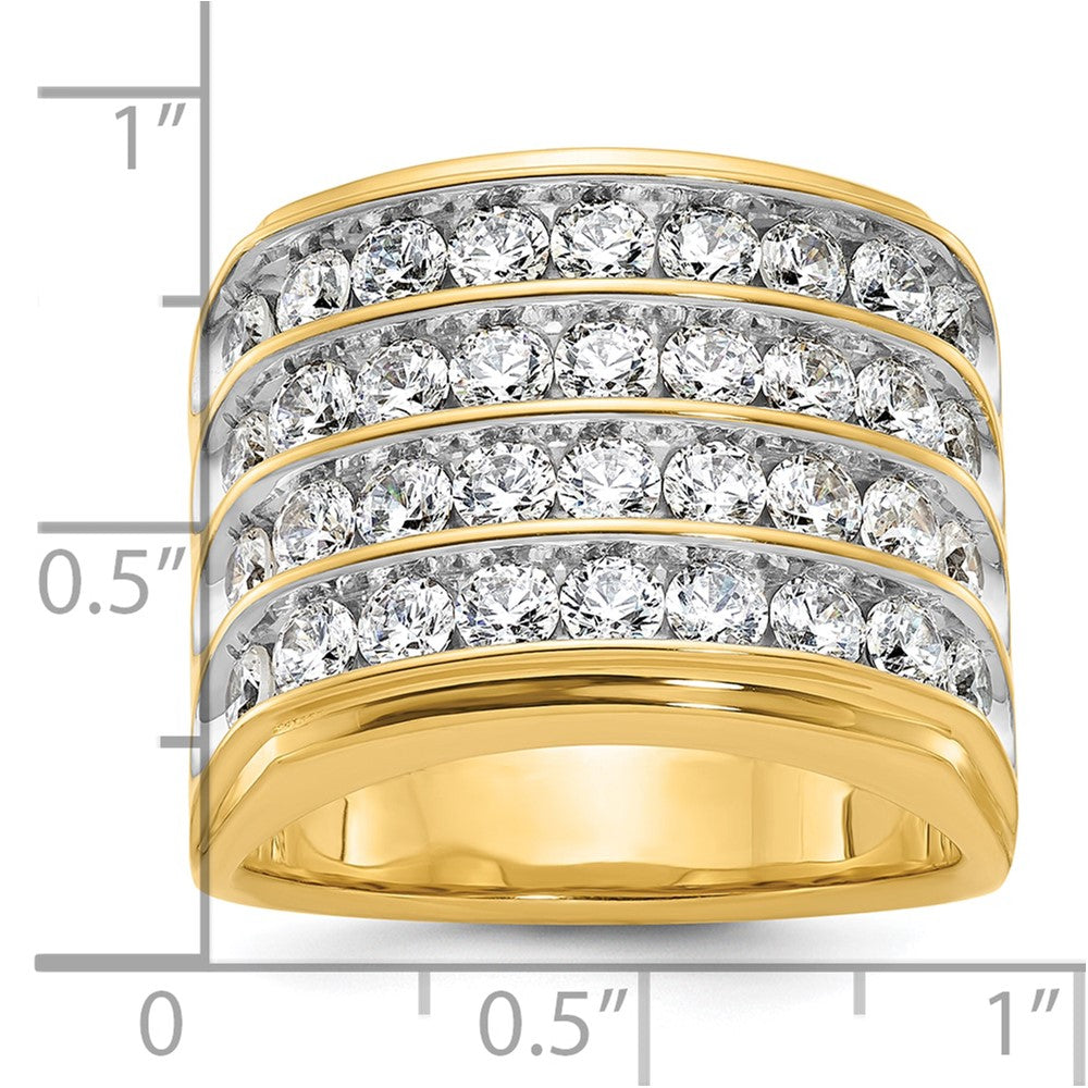 IBGoodman with Rhodium Men's Polished 4-Row 3 5/8 Carat AA Quality Diamond Ring - WBC