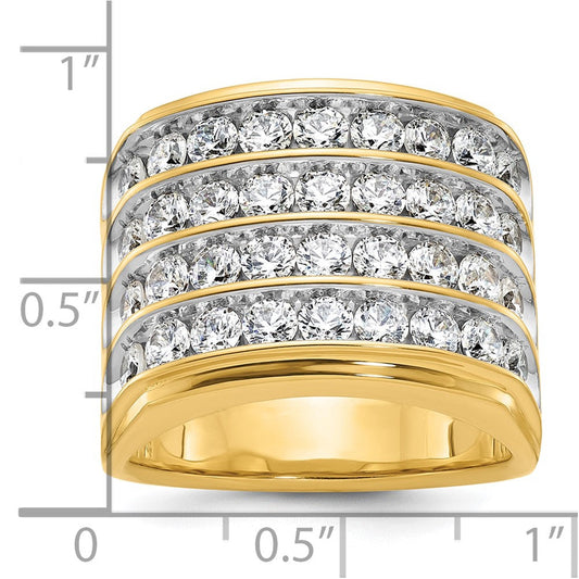 IB Goodman Men's 14K Gold Polished 4-Row 3 5/8 ct AA Diamond Ring
