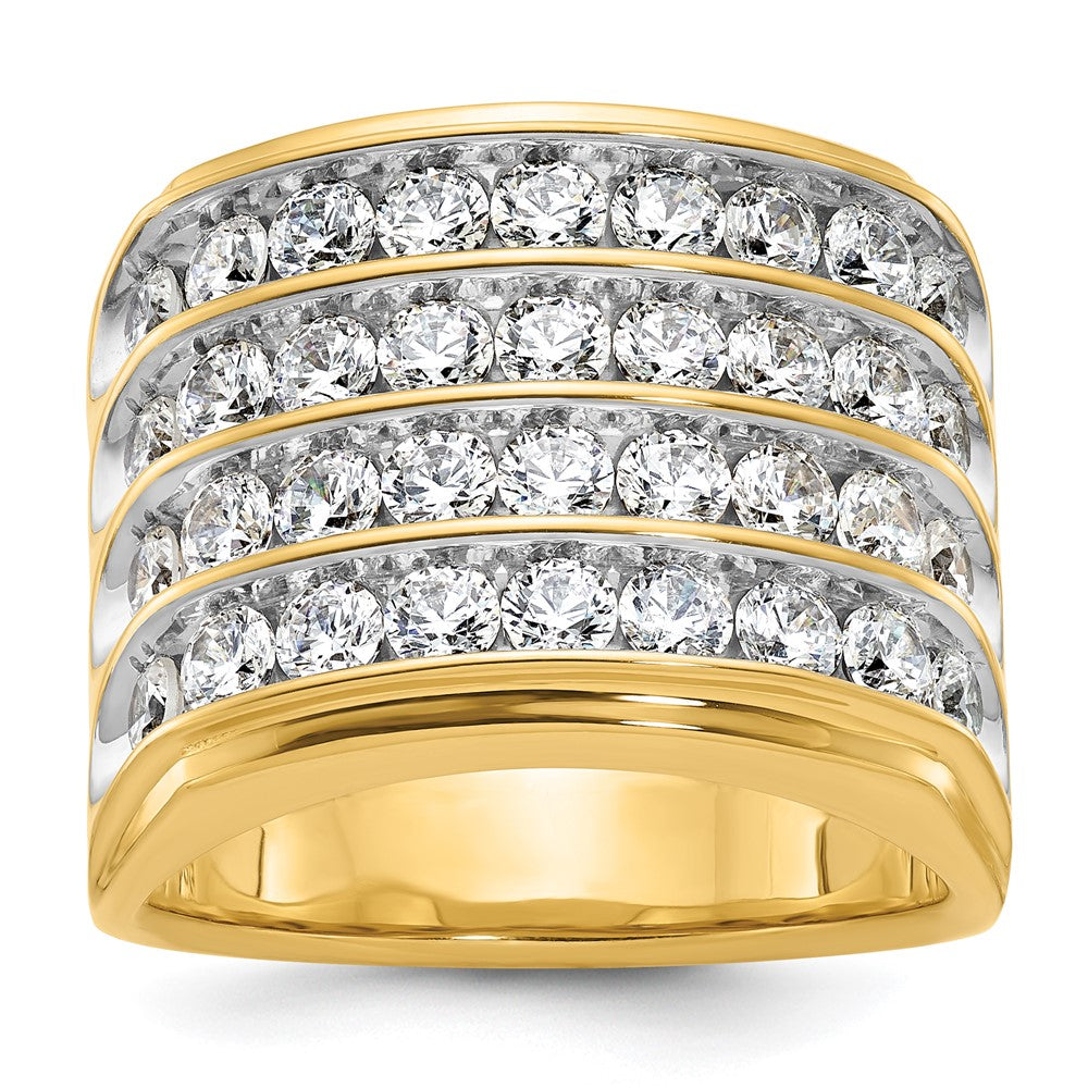 IBGoodman with Rhodium Men's Polished 4-Row 3 5/8 Carat AA Quality Diamond Ring - WBC