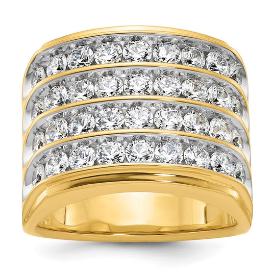 IBGoodman with Rhodium Men's Polished 4-Row 3 5/8 Carat AA Quality Diamond Ring - WBC